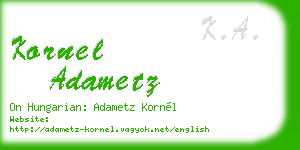 kornel adametz business card
